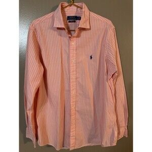 NWOT Polo Ralph Lauren Men Long Sleeve Button Up Coral Orange Spring Cotton Sz L
